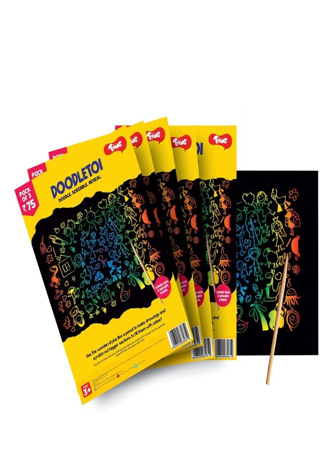 Toiing Doodletoi Return Gifts Combo - 30 Magical Rainbow Scratch Art Sheet Packs | Fun Art & Craft Kit | Great Return Gift for Kids Age 4 Years & Above - Image 1